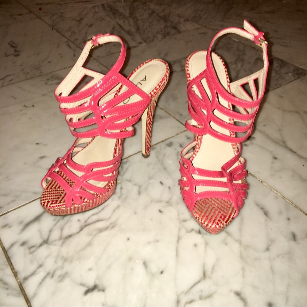 Hot pink open toed ALDO heels